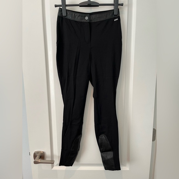 Armani Exchange Black Faux Leather Waist Band Padding Detail Button Zipper Pants - Picture 3 of 12